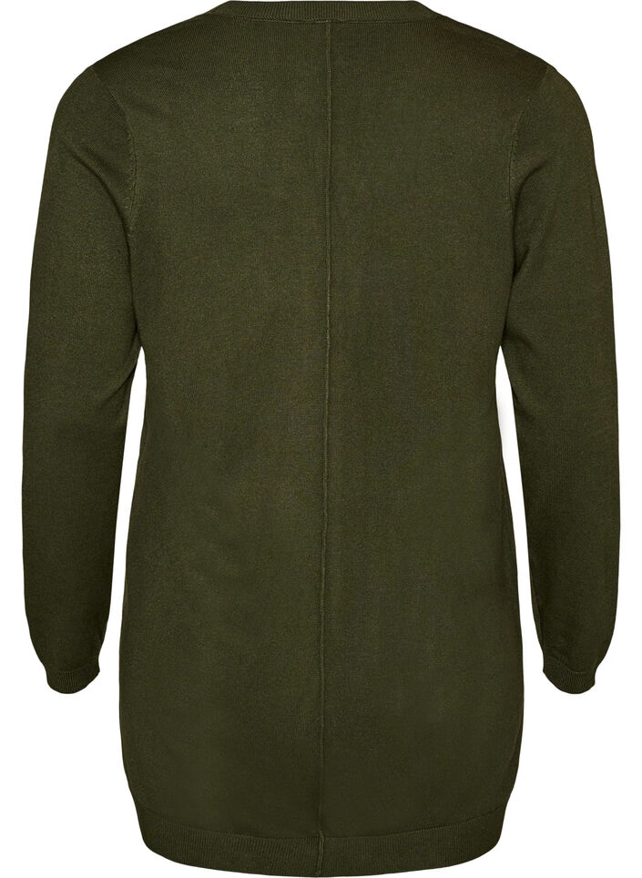 Lang strikcardigan i viskosemix, Gr&oslash;n, Packshot image number 1