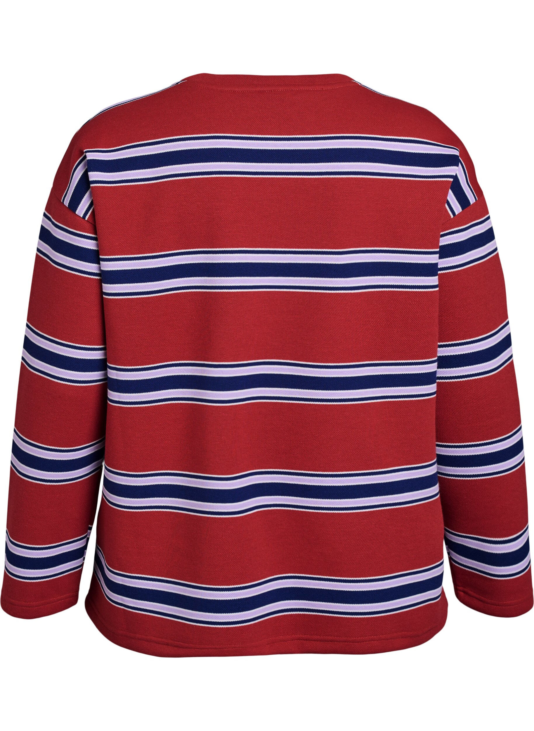 Zizzi Jerseybluse med brede striber, R&oslash;d, Packshot image number 1