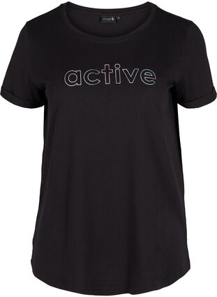 Bomulds trænings t-shirt med tryk, Black Lights Active, Packshot image number 0