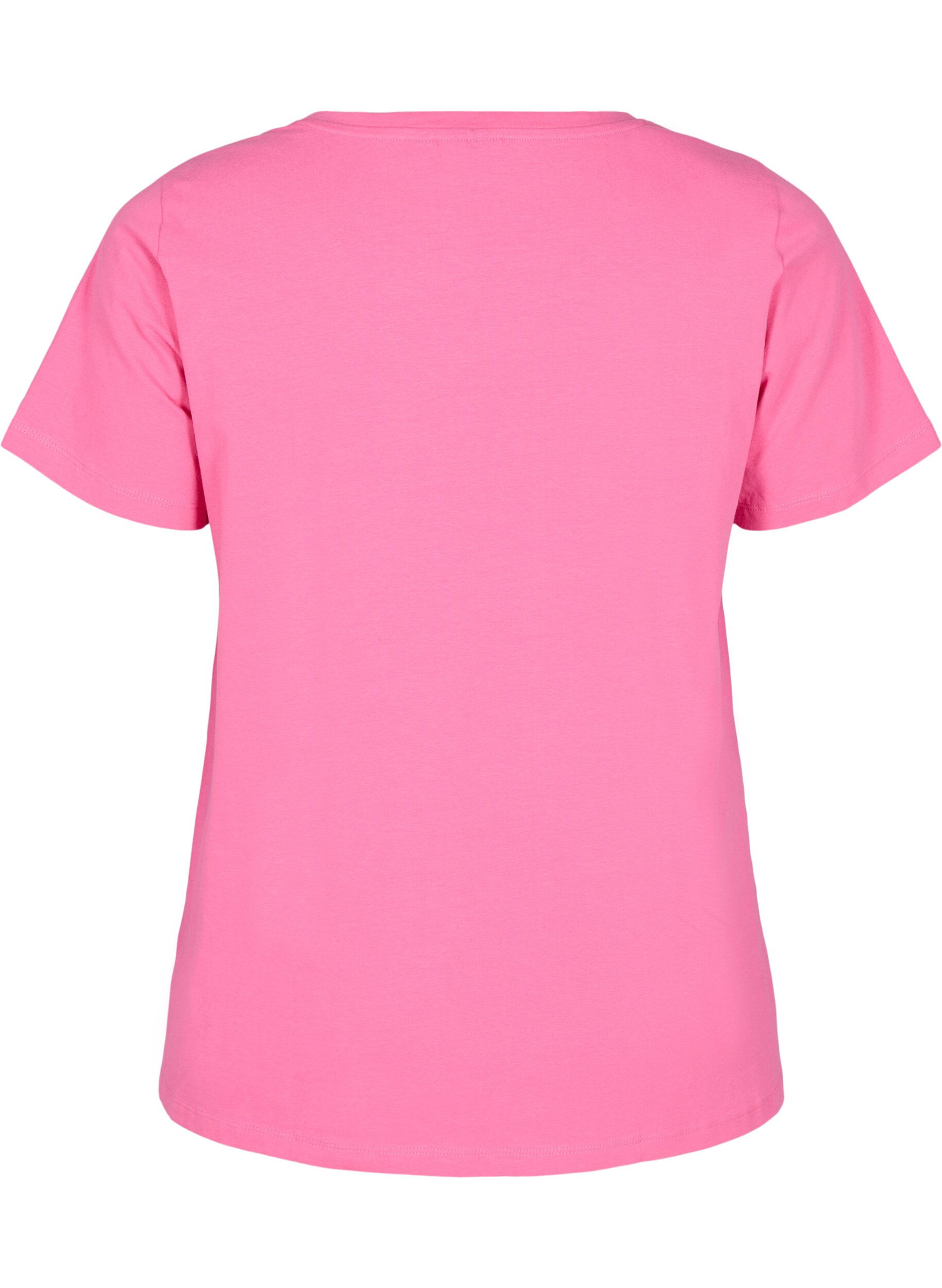 ZizziEnsfarvet basis t-shirt i bomuld, Lyser&oslash;d, Packshot image number 1
