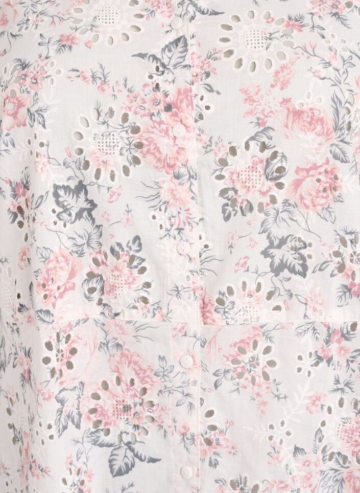 Kjole i bomuld med blomsterprint og broderie anglaise, Vanilla, Packshot image number 2