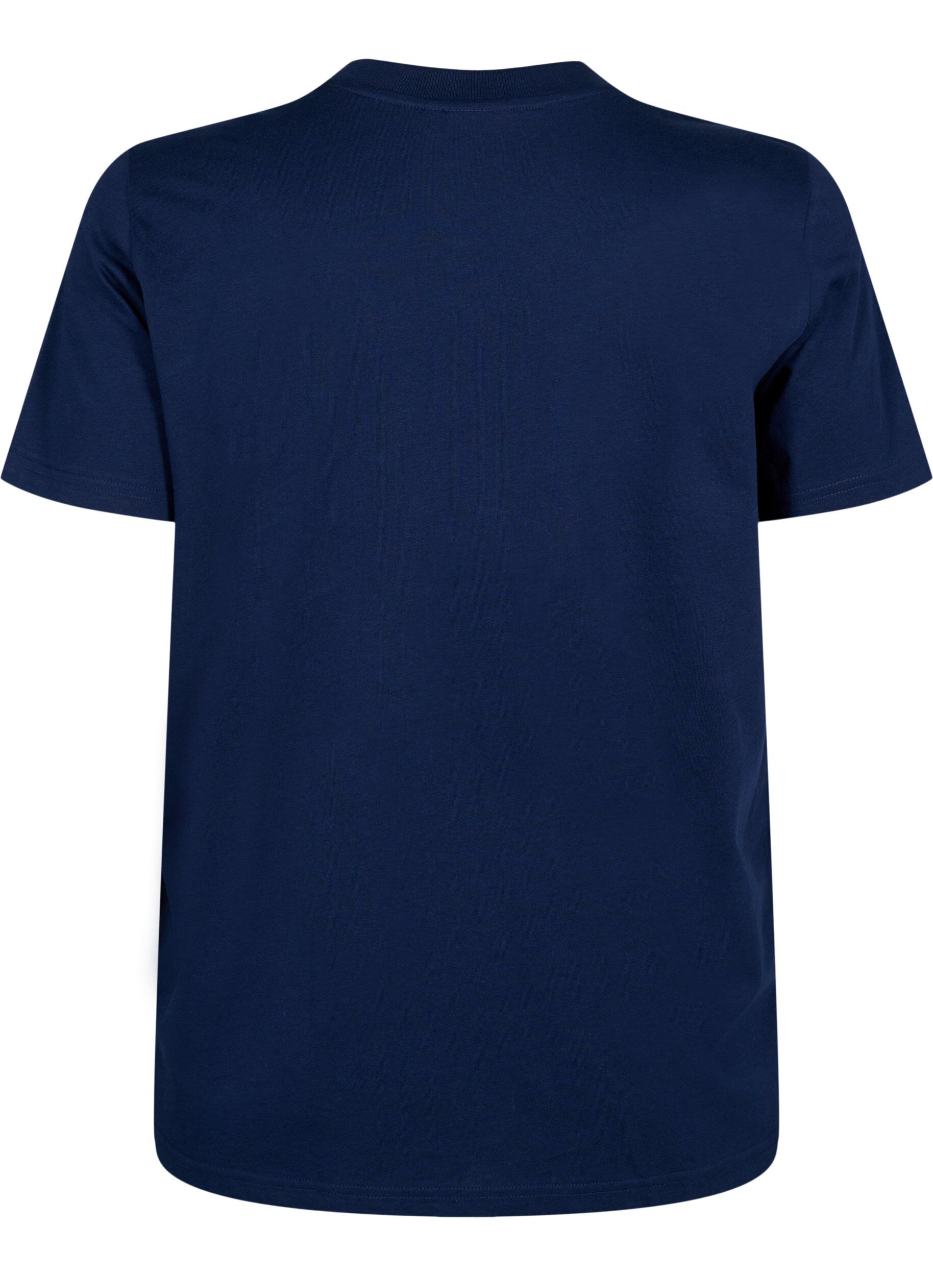 ZizziBasis t-shirt i bomuld med rund hals , Bl&aring;, Packshot image number 1
