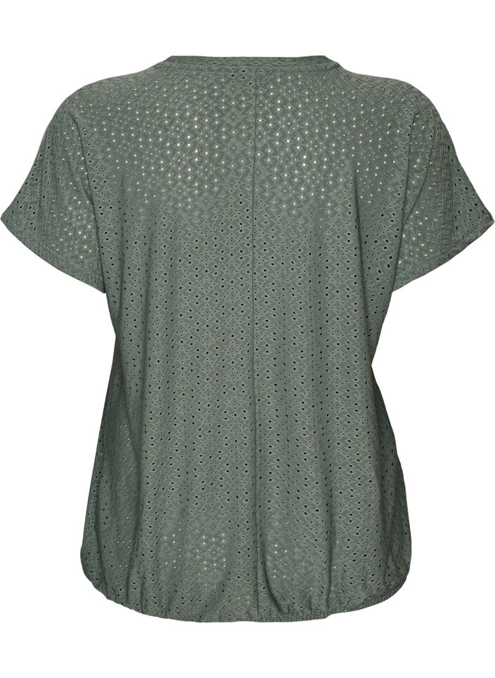 Bluse med hulm&oslash;nster og ballon-effekt, Gr&oslash;n, Packshot image number 1