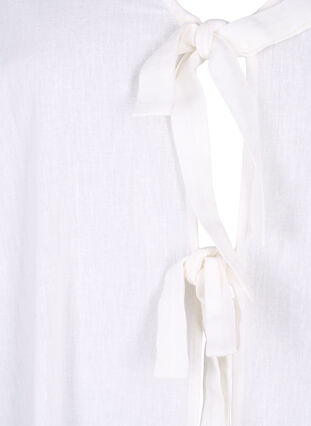 3/4 ærmet bluse i bomuldsmix med hør, Bright White, Packshot image number 2