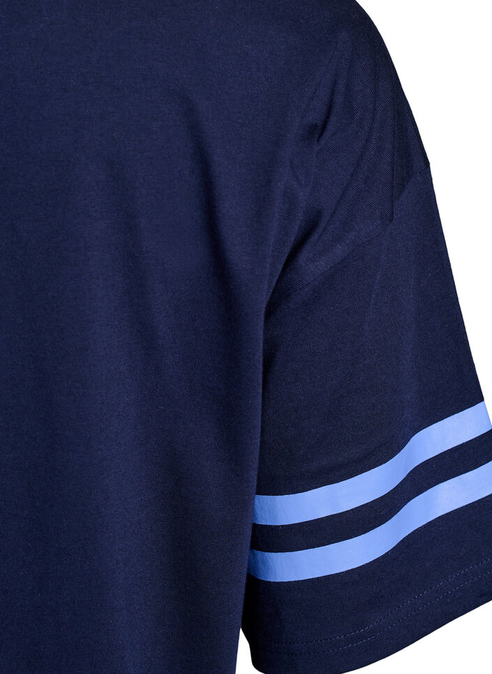 Sporty oversize college t-shirt, Bl&aring;, Packshot image number 3