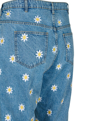 Croppede Mille jeans med broderede blomster, Light Blue Flower, Packshot image number 4