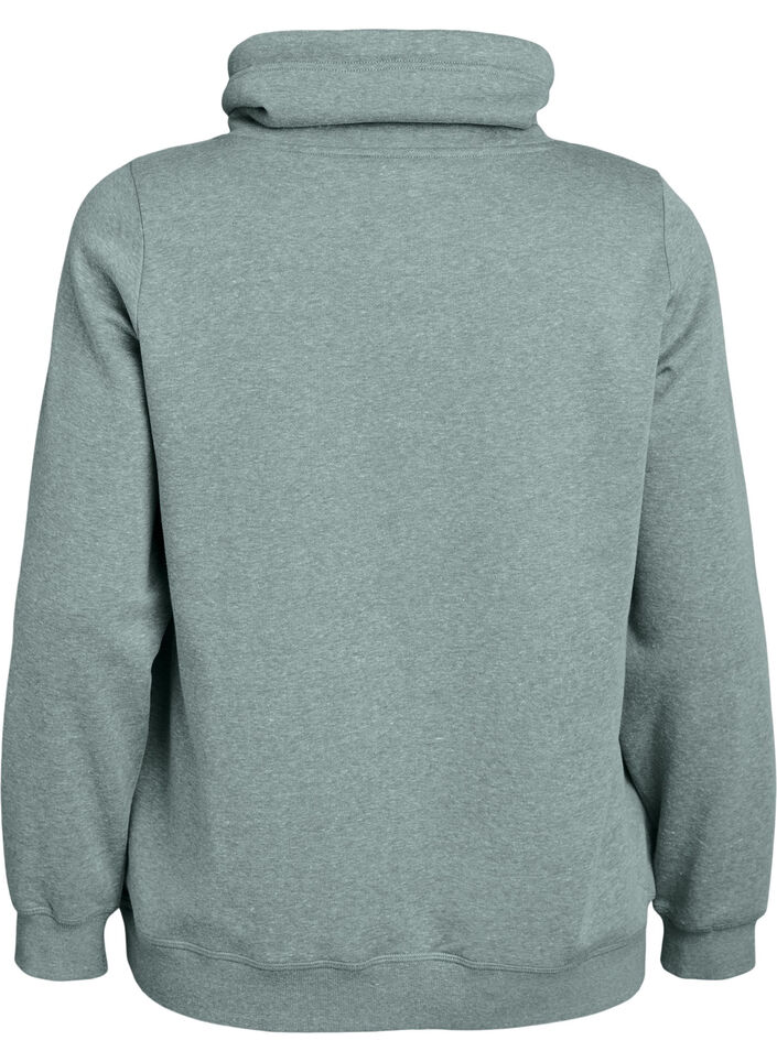 Sweatshirt med h&oslash;j krave og lommer, Gr&oslash;n, Packshot image number 1