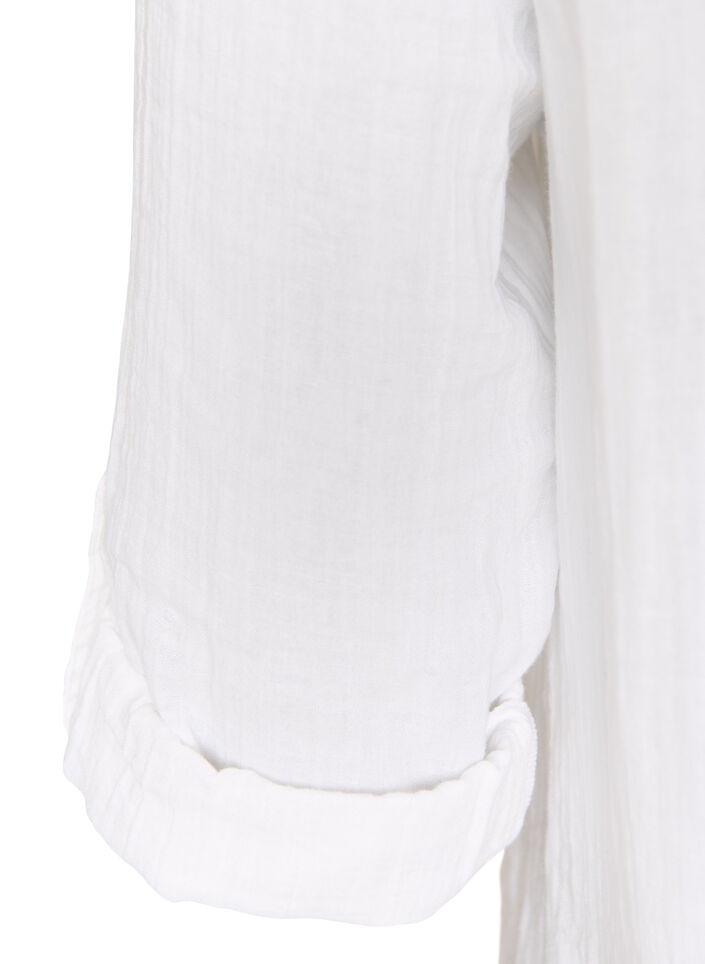 Tunika i bomuldsmusselin med broderi anglaise, Hvid, Packshot image number 3