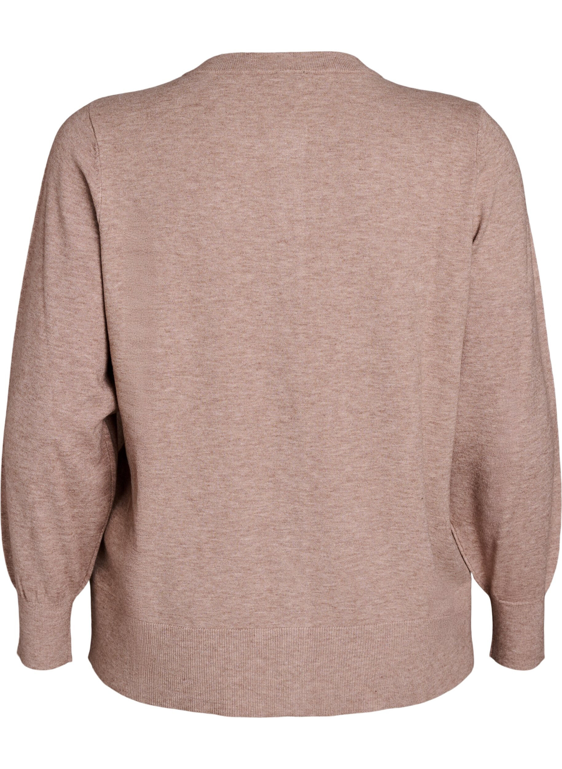 Zizzi Cardigan med rund hals og stofbetrukne knapper, Beige, Packshot image number 1