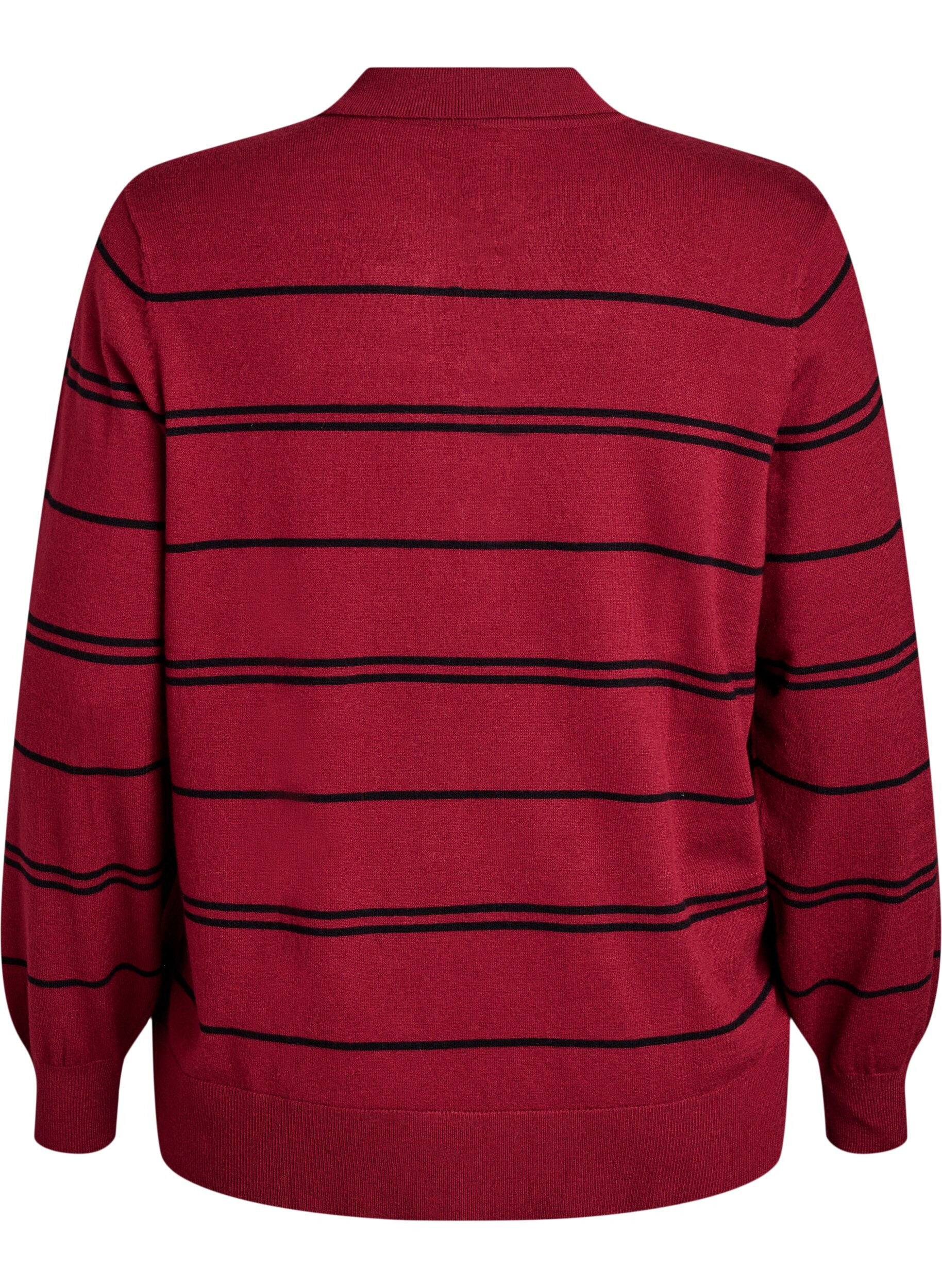 Zizzi Strikbluse med polokrave, R&oslash;d, Packshot image number 1