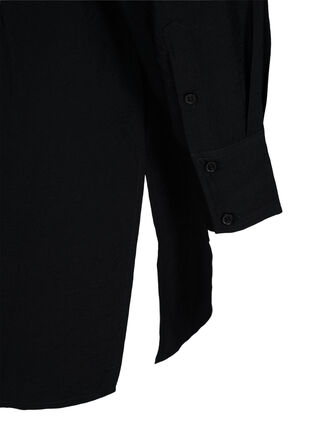 Lang viskose skjorte med lommer og slids, Black, Packshot image number 3