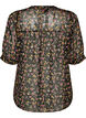 Bluse med blomsterprint og V-udsk&aelig;ring, Sort, Packshot image number 1