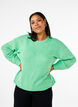 Langærmet strikbluse med uld og rund hals, Light G. Green Mel., Model image number 0