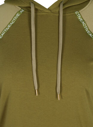Sweatshirt med hætte og lomme, Olive Drab, Packshot image number 2