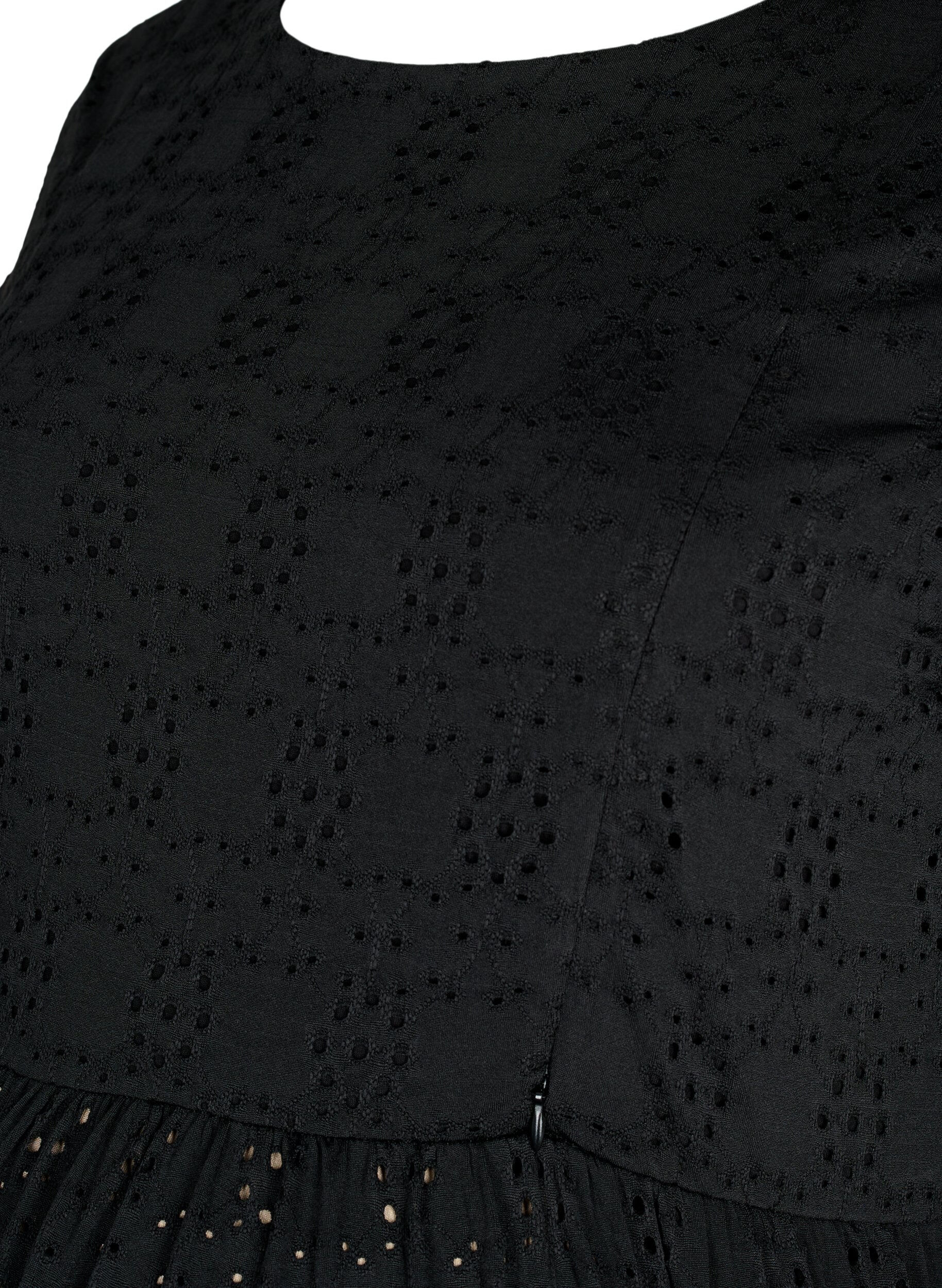 Zizzi Graviditets kjole i broderi anglaise med ammefunktion, Black, Packshot image number 2