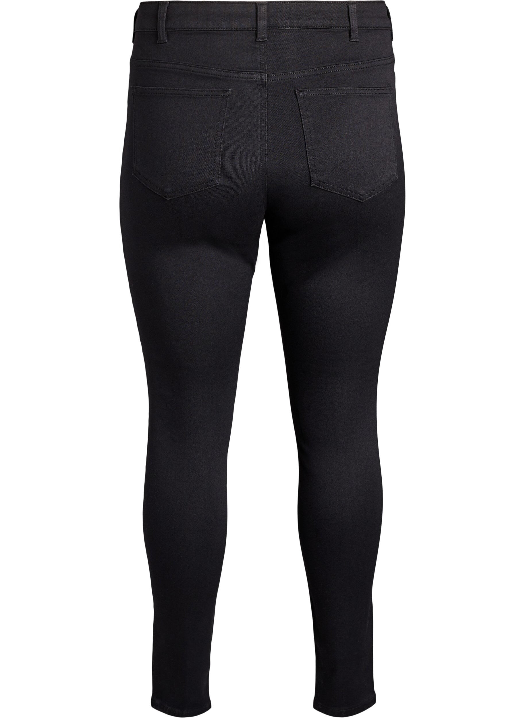 ZizziSuper slim Amy jeans med h&oslash;j talje, Sort, Packshot image number 1