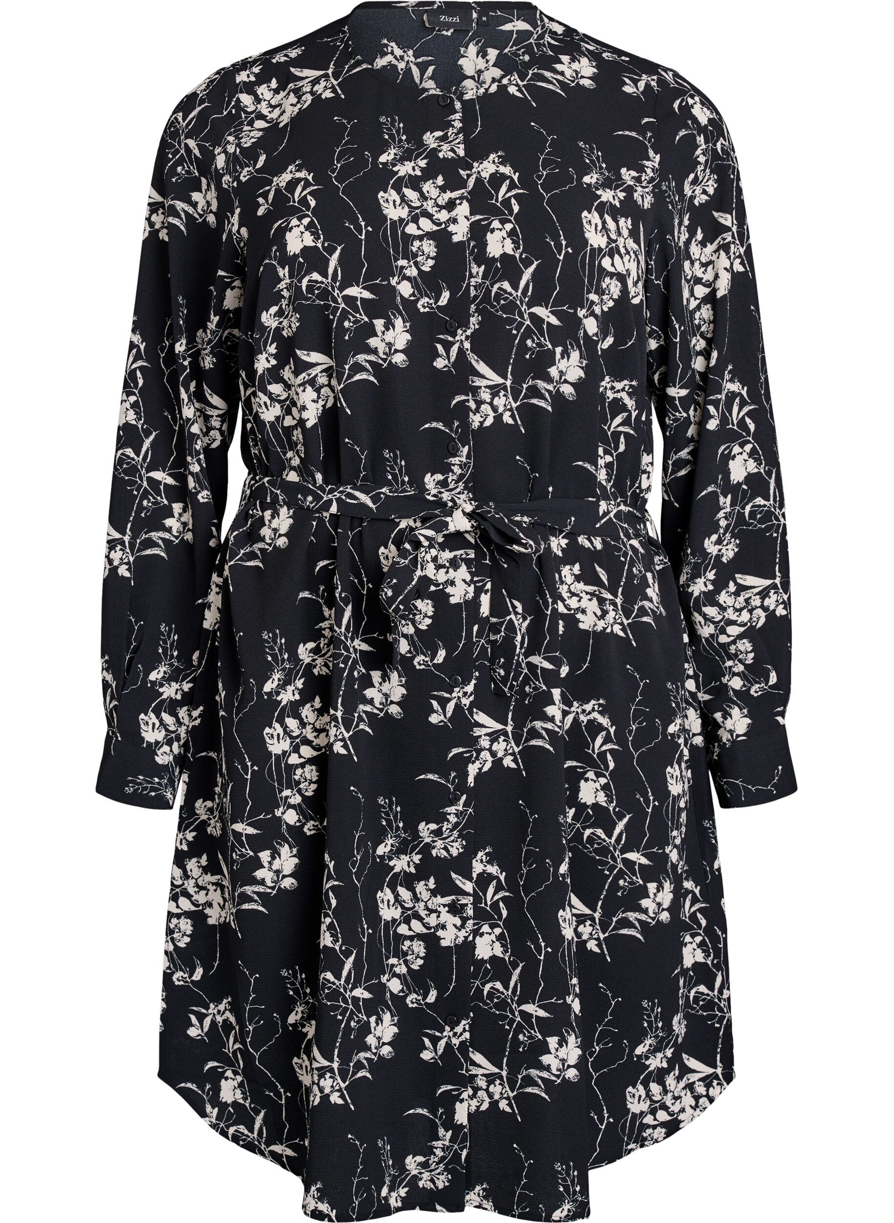 Lang&aelig;rmet skjortekjole med bindeb&aring;nd