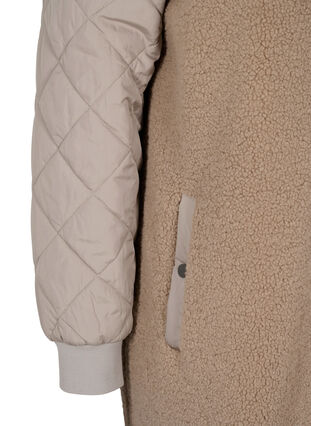 Quiltet jakke med teddy og knaplukning, Fungi Comb, Packshot image number 3