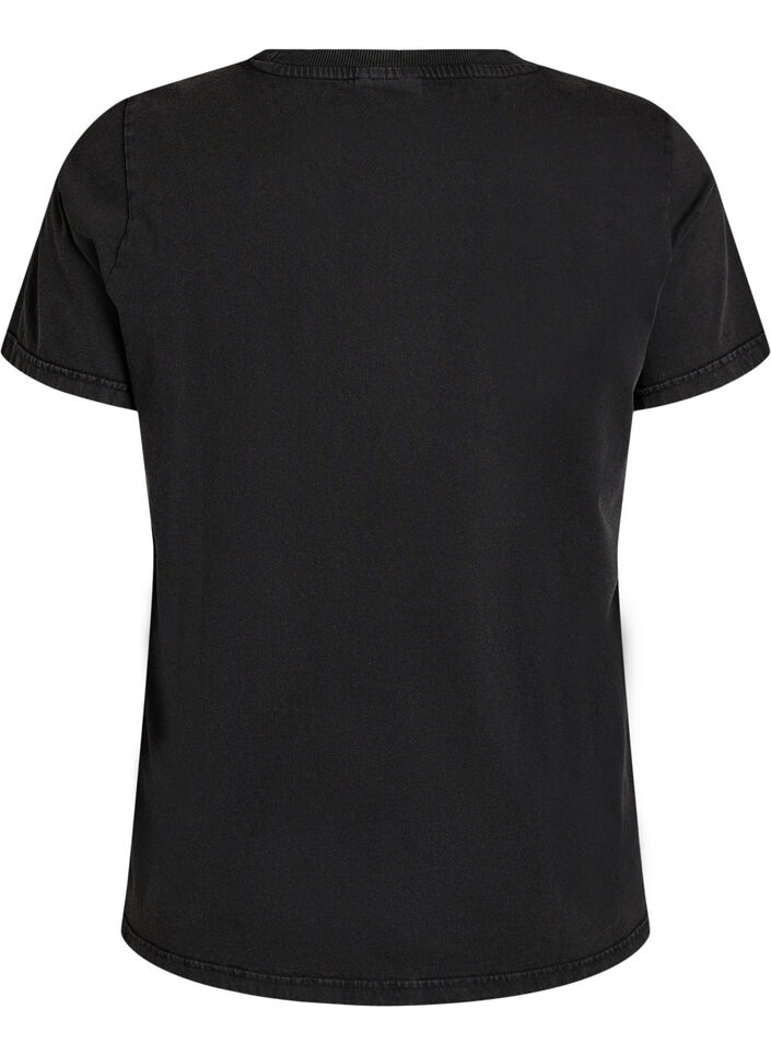 T-shirt med hundemotiv og vasket look, Gr&aring;, Packshot image number 1