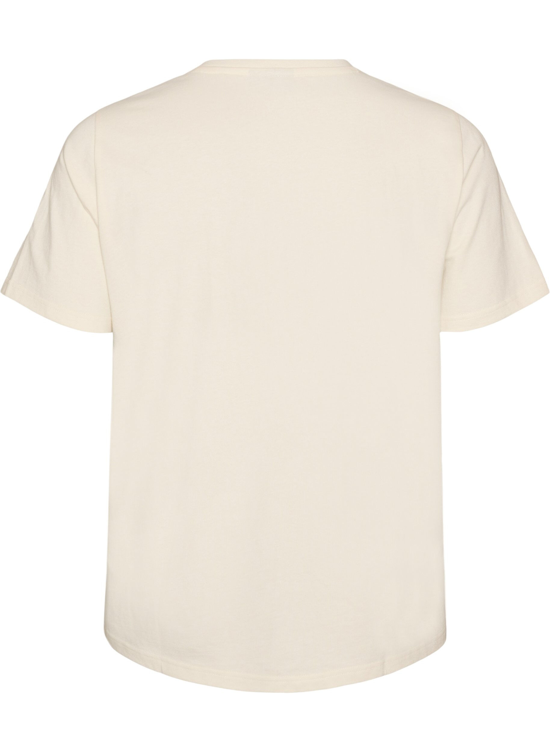 ZizziT-shirt i bomuld med tekstprint, Hvid, Packshot image number 1