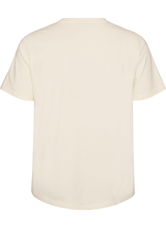 T-shirt i bomuld med tekstprint, Hvid, Packshot image number 1