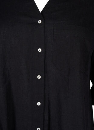 Skjortebluse med knaplukning i bomuldsmix med hør, Black, Packshot image number 2