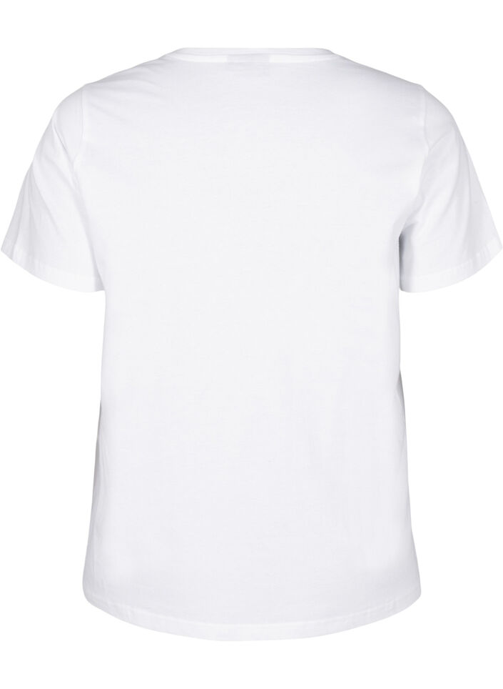 T-shirt i økologisk bomuld med motiv, Bright White Printet, Packshot image number 1