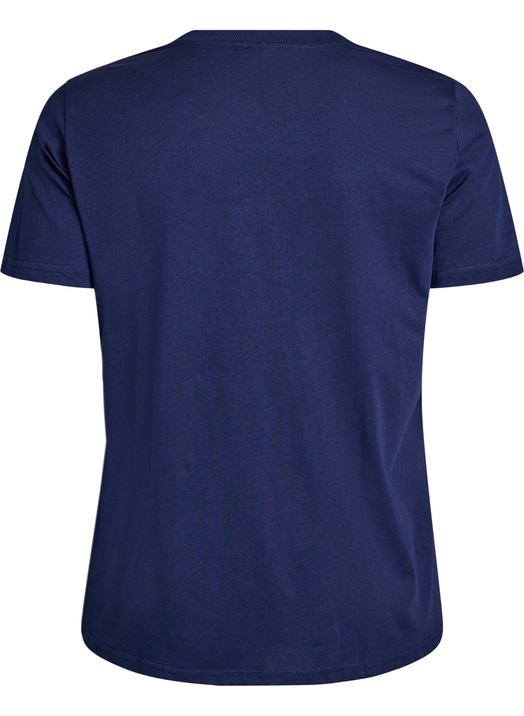 ZizziBasis t-shirt i bomuld med rund hals, Bl&aring;, Packshot image number 1