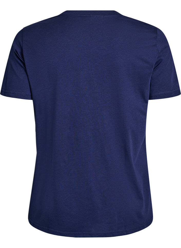 Basis t-shirt i bomuld med rund hals, Bl&aring;, Packshot image number 1