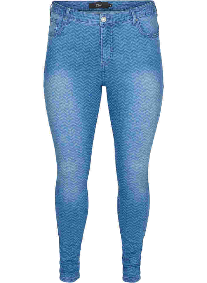 Printede Amy jeans med høj talje, Ethnic Print, Packshot image number 0