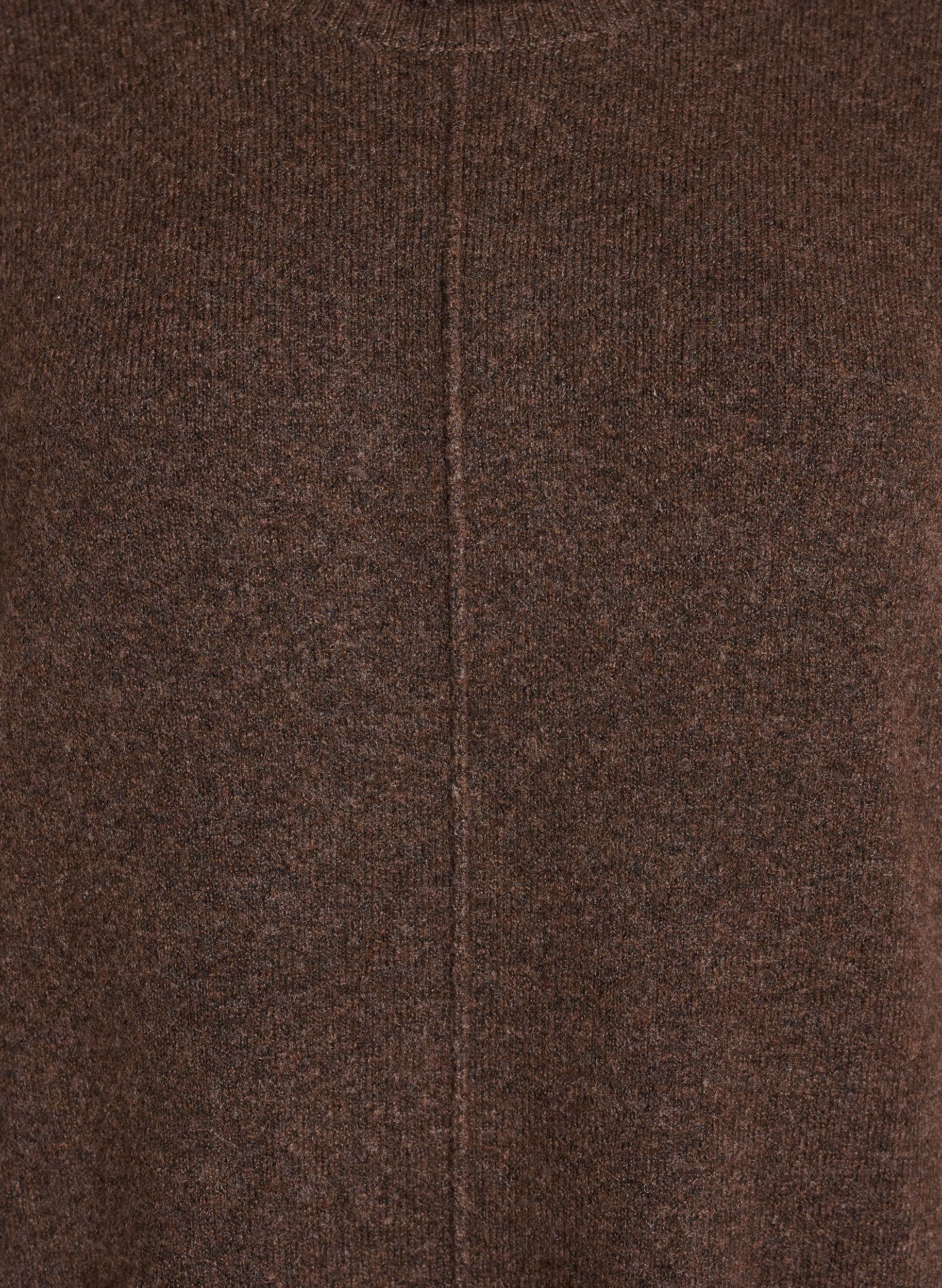 ZizziStrikkjole med rullekrave og slidser, Brun, Packshot image number 2