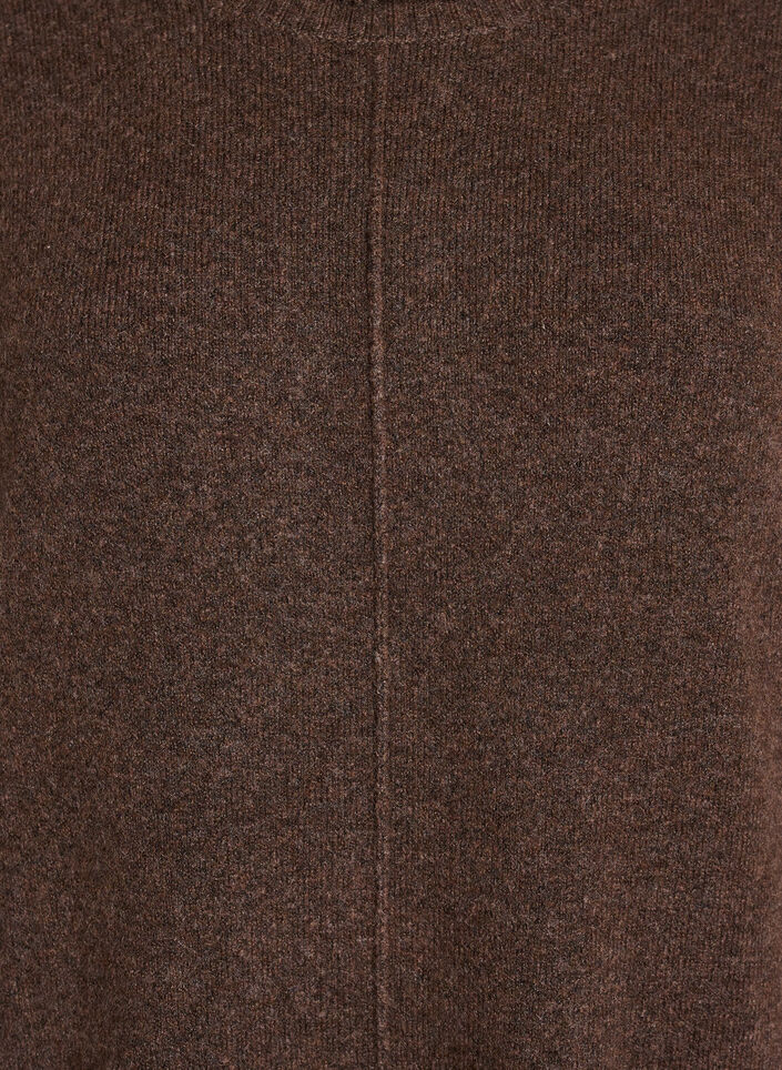 Strikkjole med rullekrave og slidser, Brun, Packshot image number 2