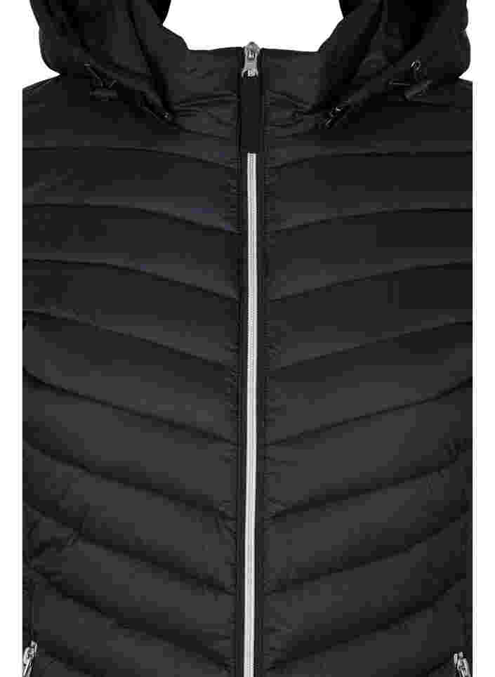 Letvægts jakke med aftagelig hætte og lommer, Black, Packshot image number 2