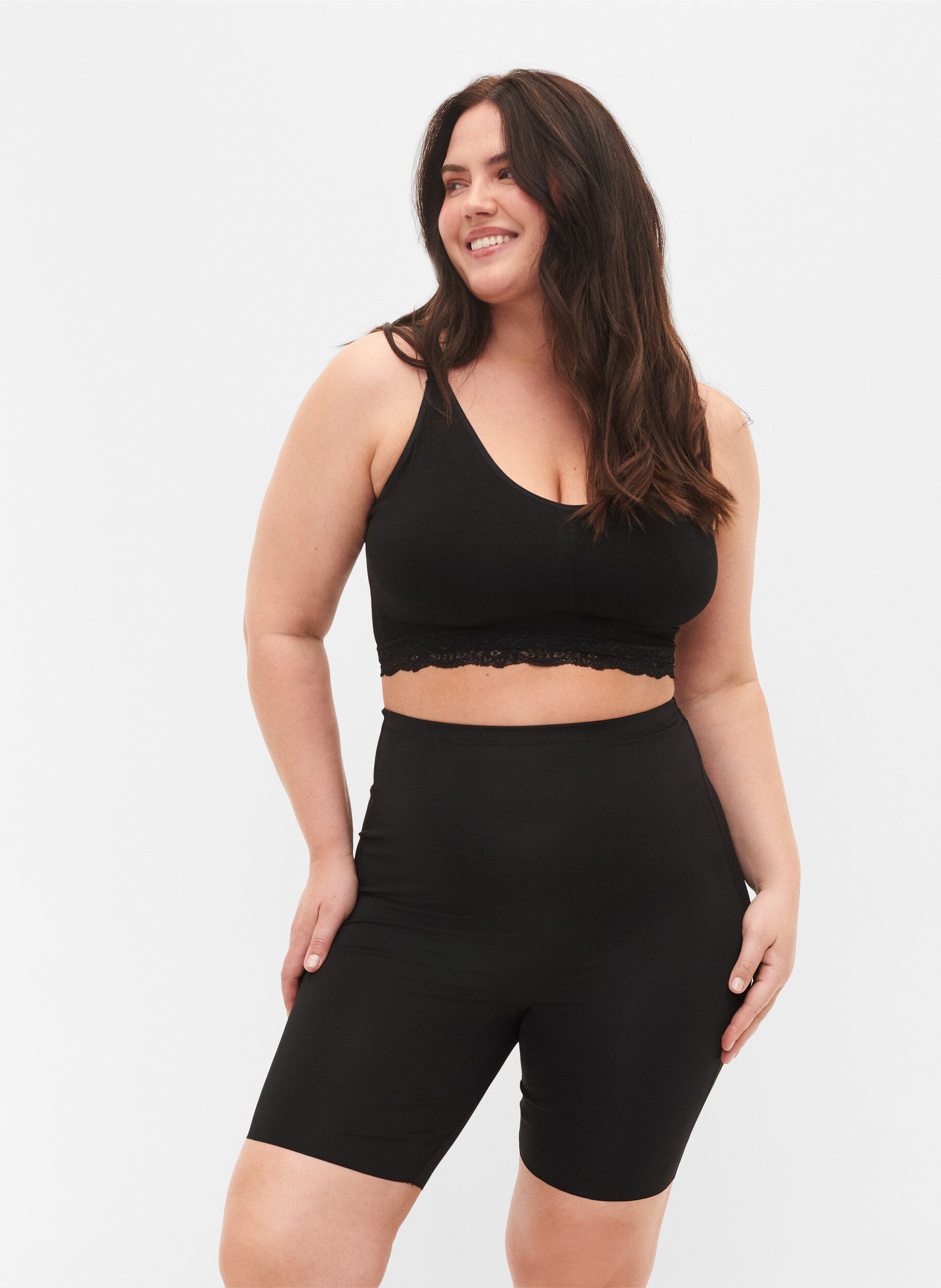 Light shapewear shorts med h&oslash;j talje, Sort, Model