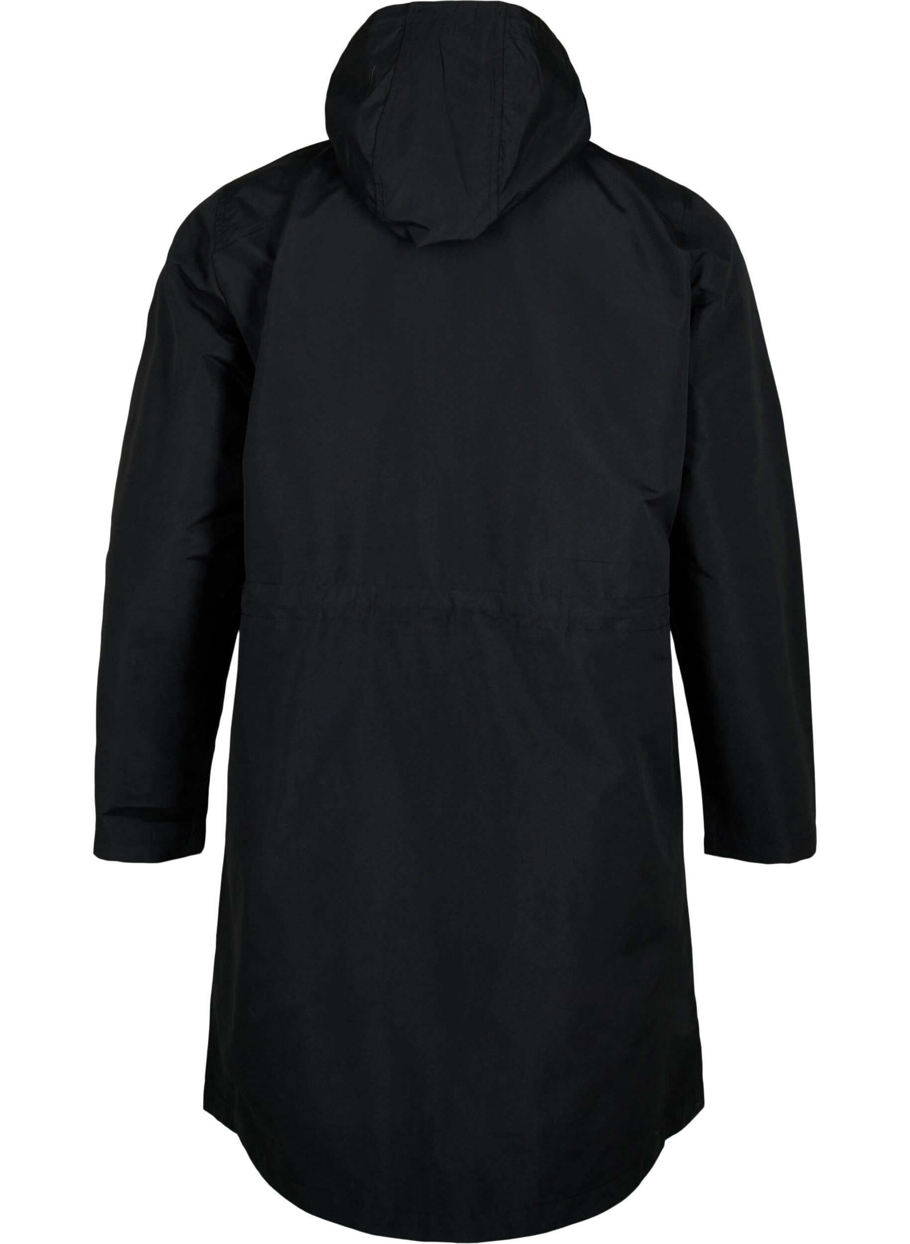 Zizzi FLASH - Vandafvisende parka med h&aelig;tte, Black, Packshot image number 1