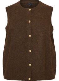 Strikket vest med dekorative knapper, Brun