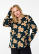 Blomstret bluse med lange ærmer, Grøn, Model image number 0