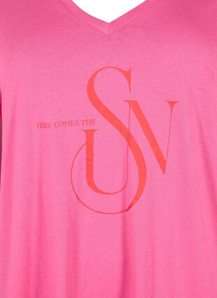 Bomulds t-shirt med tryk, Shocking Pink SUN, Packshot image number 2