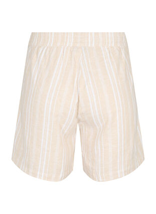 Stribede shorts i hør-viskosemix , Beige White Stripe, Packshot image number 1