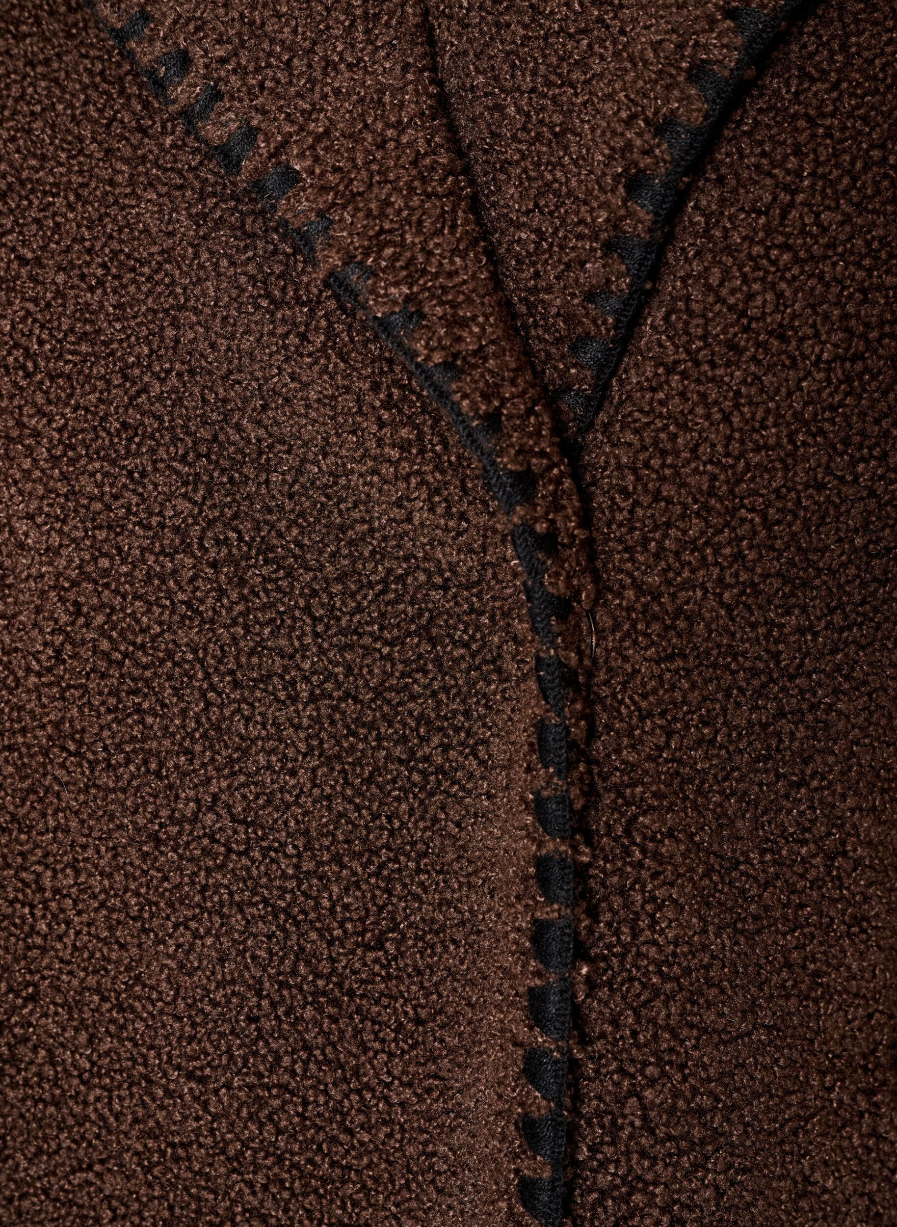 ZizziTeddyjakke med kontrastdetaljer, Brun, Packshot image number 3