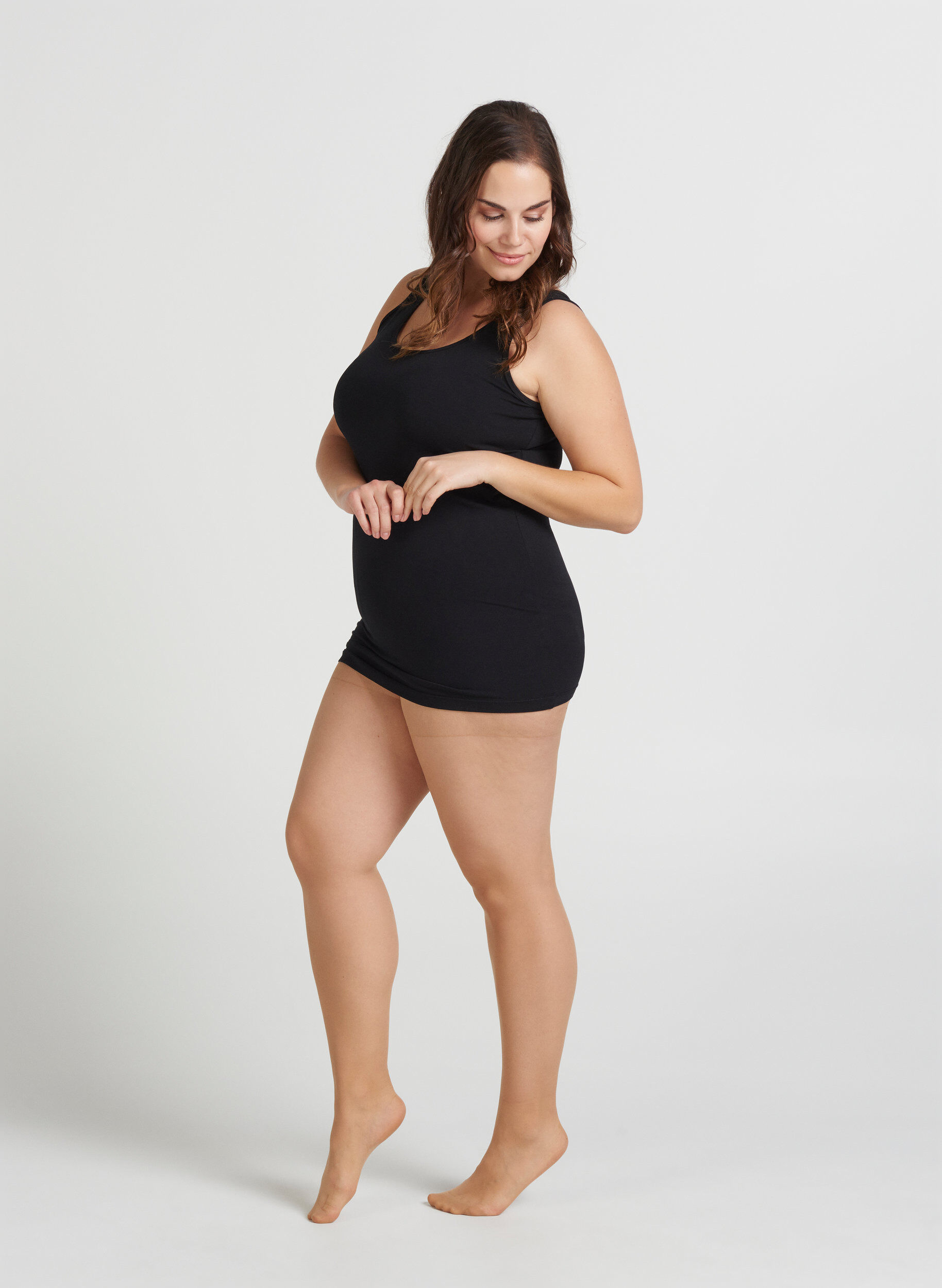 Zizzi 2 pak str&oslash;mpebukser 20 denier, Nude, Model image number 0