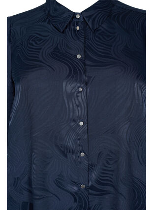 Lang skjortekjole med tone-i-tone mønster, Night Sky, Packshot image number 2