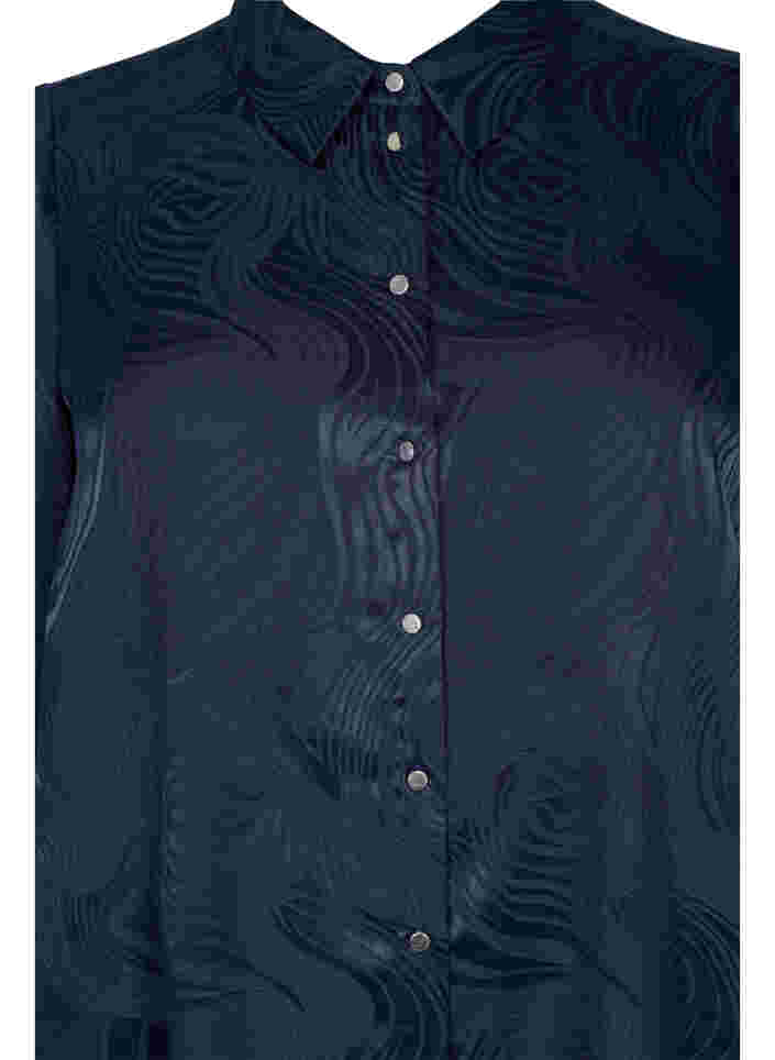 Lang skjortekjole med tone-i-tone mønster, Night Sky, Packshot image number 2