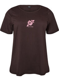 T-shirt med motiv, Brun