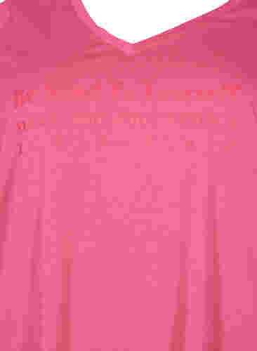 Bomulds nat t-shirt med tryk , Hot Pink w. Be, Packshot image number 2