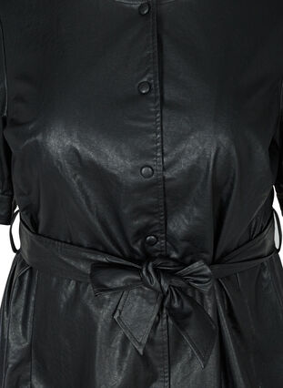 Imiteret læder tunika med bindebånd, Black, Packshot image number 2