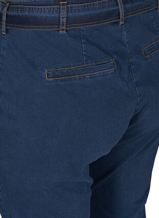 Cropped jeans med bælte, Blue denim, Packshot image number 3