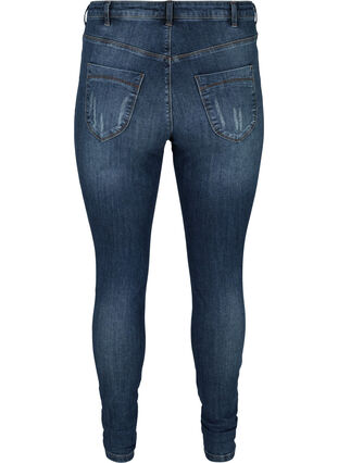 Højtaljede Amy jeans med slid, Blue denim, Packshot image number 1