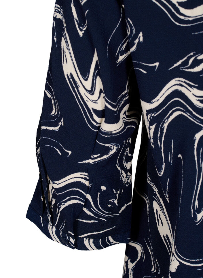 Printet bluse med 3/4 ærmer, N. Blazer Swirl AOP, Packshot image number 3
