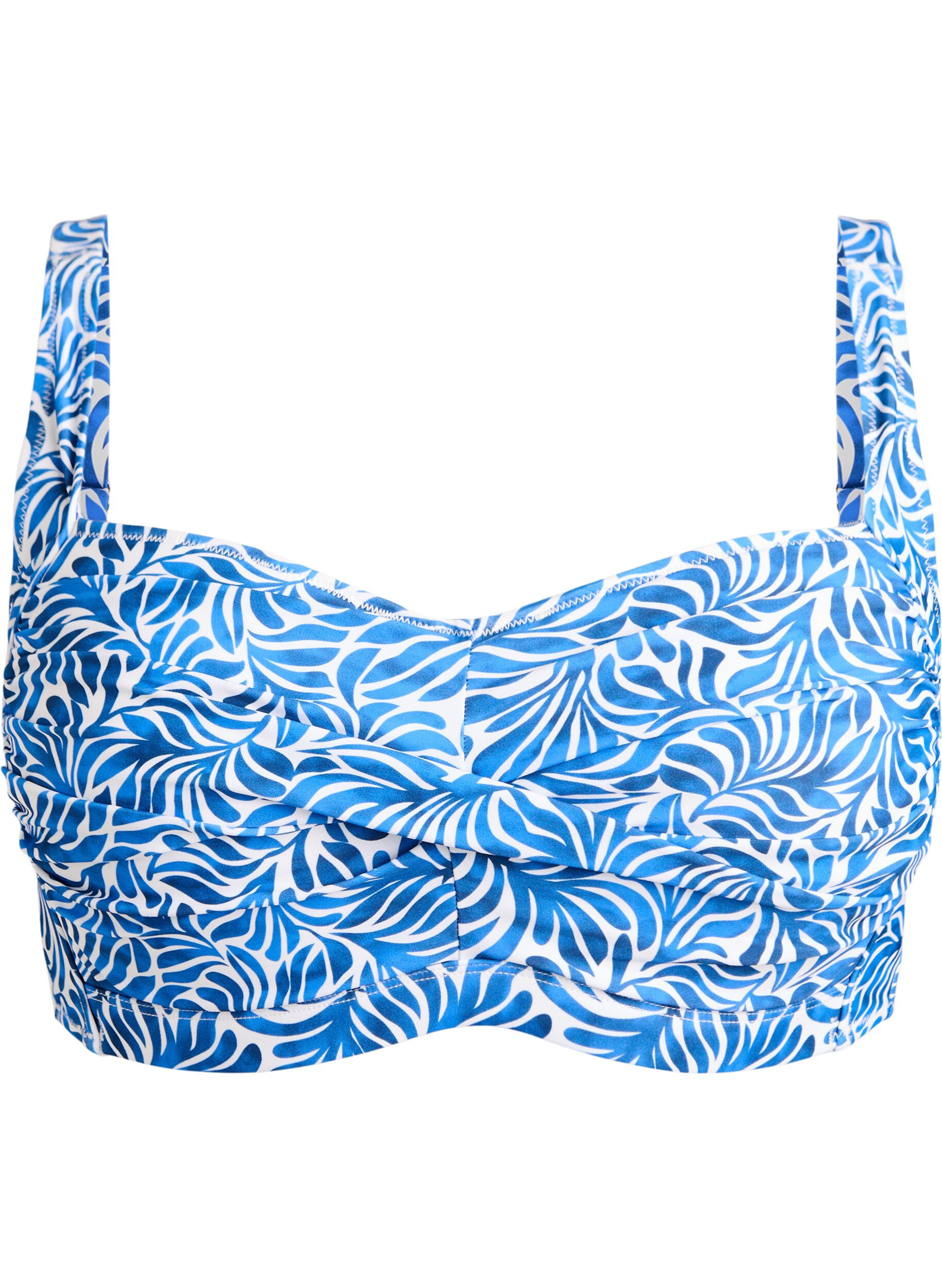 Bikini overdel med vattering og print